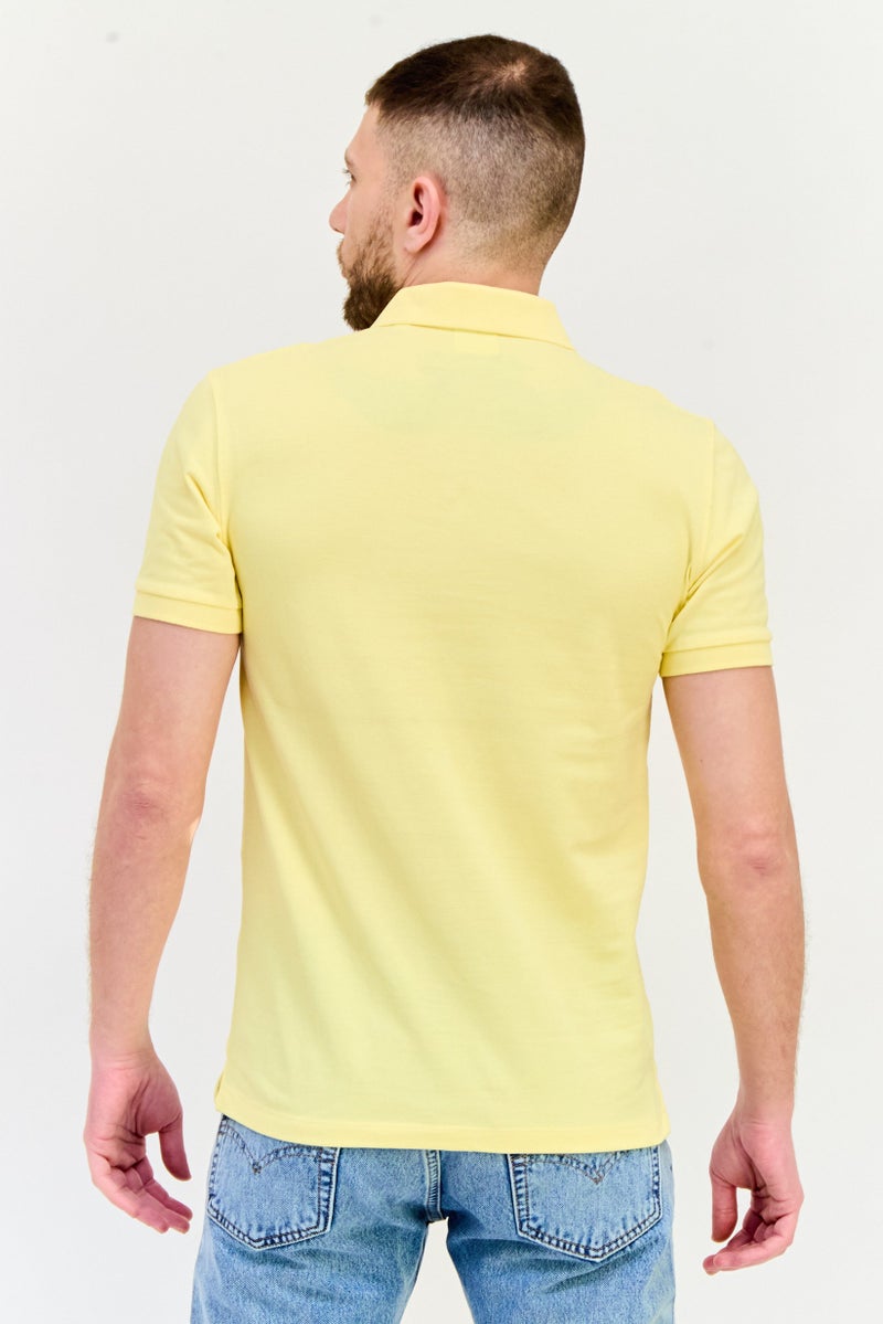 Celio Men Regular Fit Plain Short Sleeves Polo Shirt, Yellow - Image 3